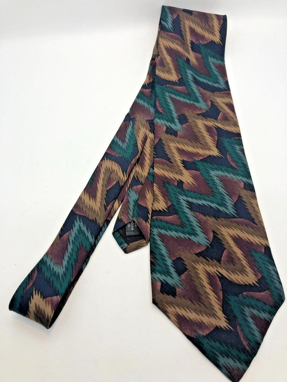Bugatti Silk Black Marvelous Tumbleweed Brown Green Pale Blue 57" 4" Vintage Tie